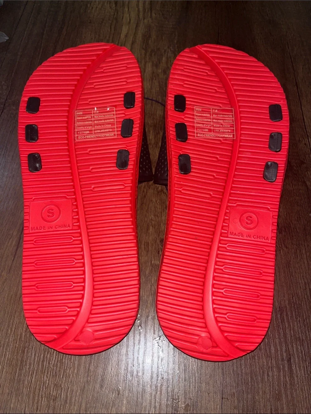 U.S. Polo Assn. Red Slide Sandals with Black Textured Strap size 7/8